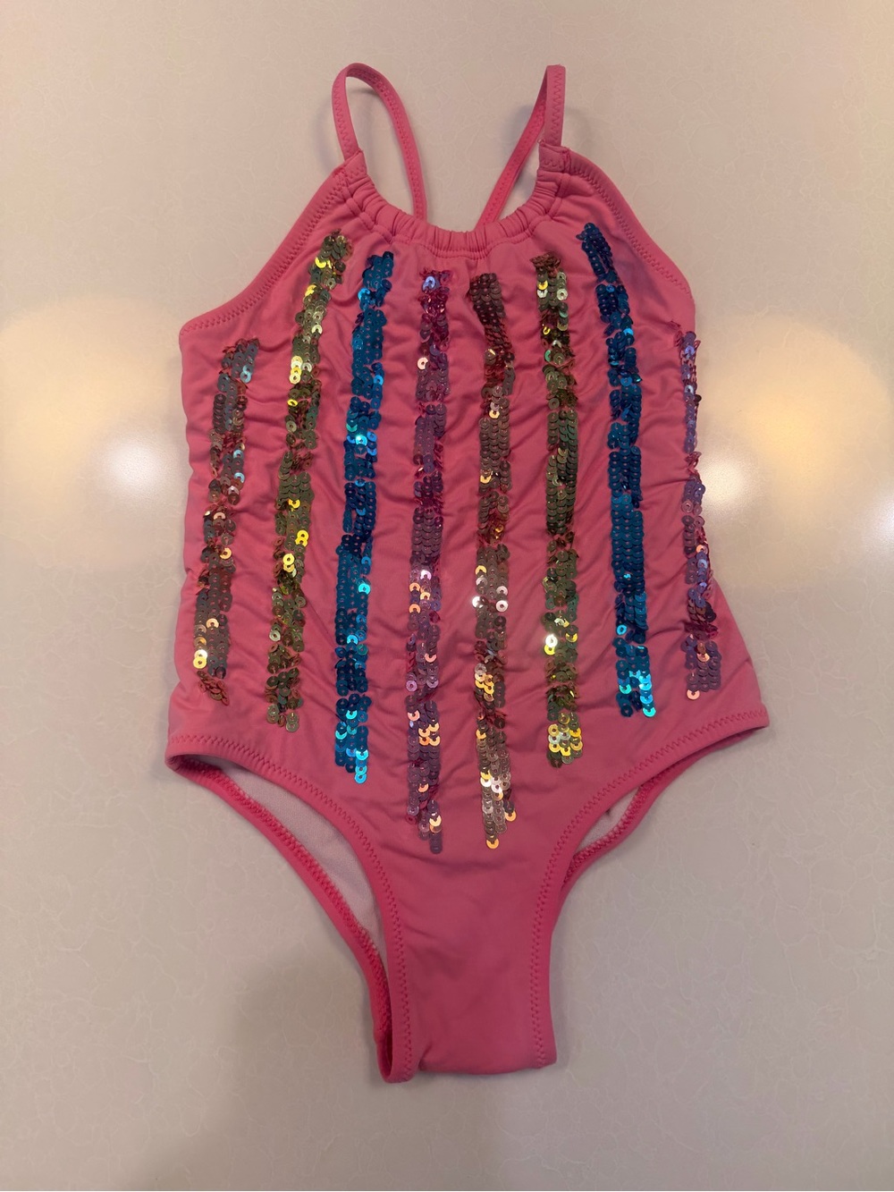 Hatley Pink Sequin Stripe One-Piece Swimsuit! Adorable! VGUC! 4T